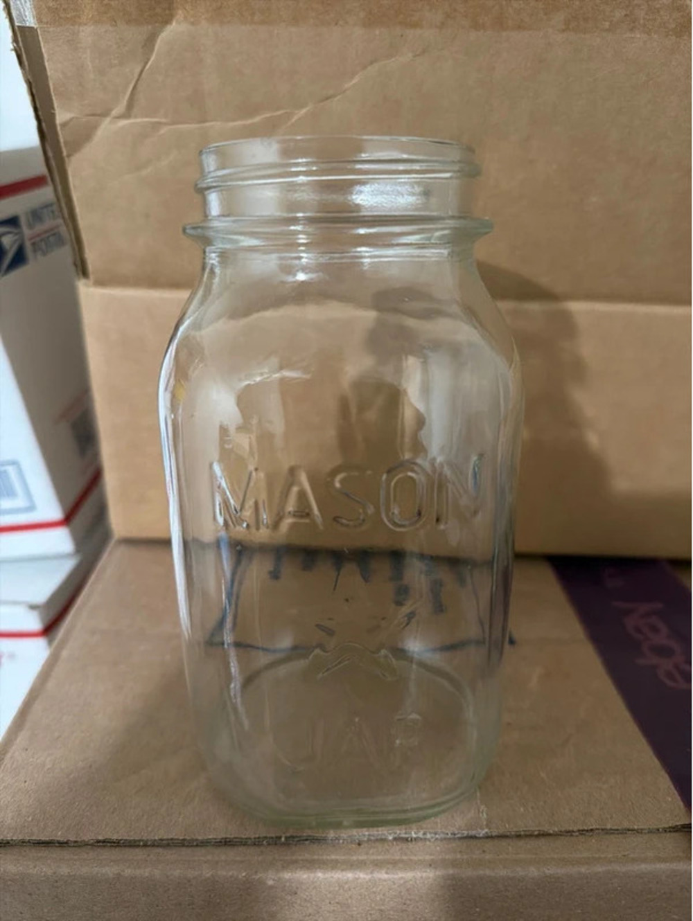 Vintage mason jar with a star court jar